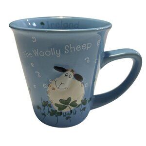 Vtg John Hinde Woolly Sheep Ireland 3D Ceramic Mug 11oz Blue